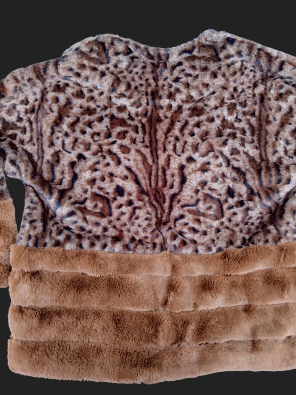 Mystree Womens Brown Leopard Print Faux Fur Jacket Size M Pockets Cozy Teddy - Picture 16 of 16